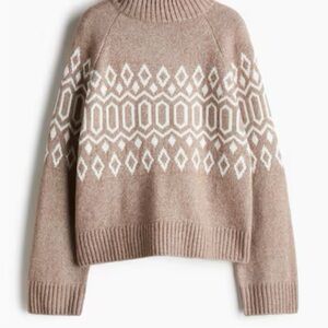 H&M Jacquard-Knit Mock Turtleneck Sweater XS